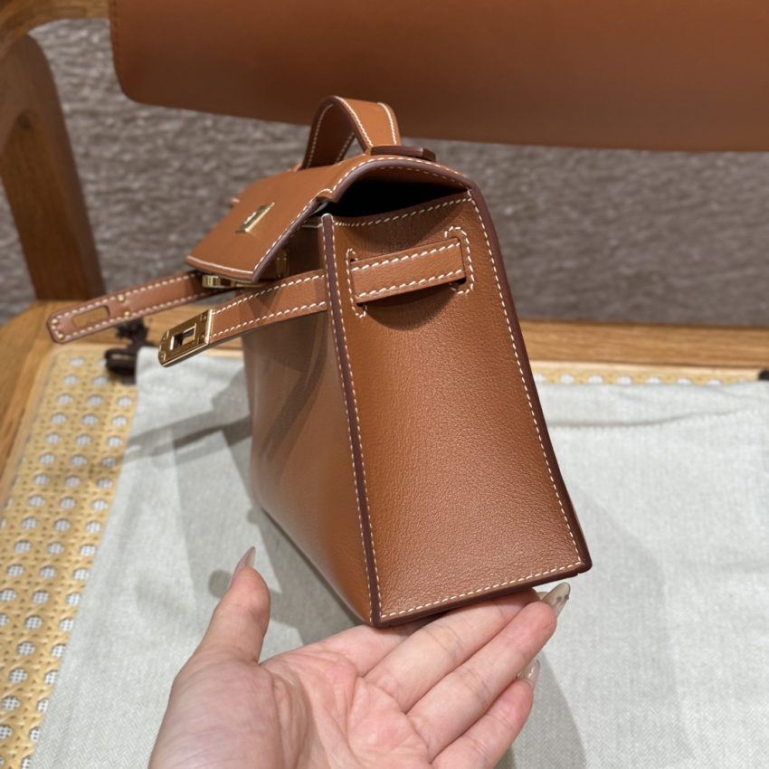 Replica Hermes Kelly Pochette Swift Brown - elite superclone designer purse