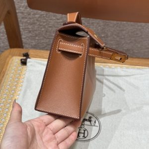 Replica Hermes Kelly Pochette Swift Brown - elite superclone designer purse