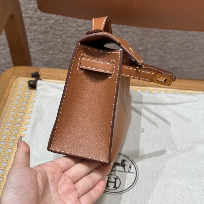 Replica Hermes Kelly Pochette Swift Brown - elite superclone designer purse