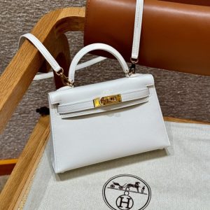 Replica Hermes Kelly Brown Epsom Blanc - near-authentic luxury replica handbag