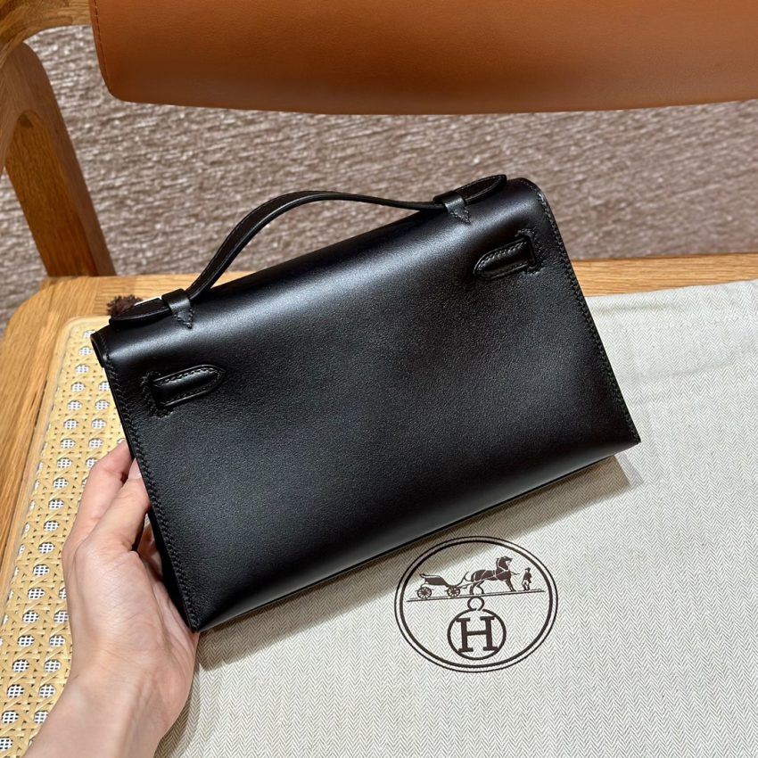 Replica Hermes Kelly Pochette Swift Black - premium 1:1 fake handbag model