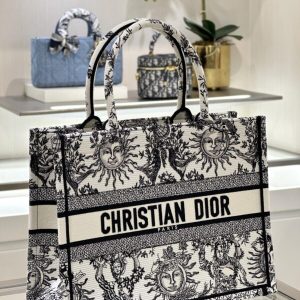 Replica Dior Tote Book Black&White Sun - near-authentic luxury replica handbag