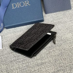 Replica Dior Zipper Card Holder Black - high-accuracy replica luxury purse