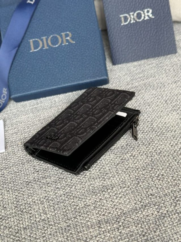 Replica Dior Zipper Card Holder Black - high-accuracy replica luxury purse