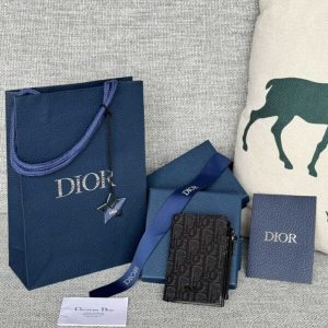 Replica Dior Zipper Card Holder Black - high-accuracy replica luxury purse