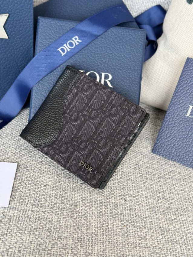 Replica Dior Jacquard Wallet Oblique Black - 1:1 designer replica handbag