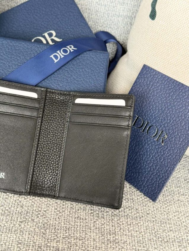 Replica Dior Bi Fold Card Holder Oblique Black - high-quality designer bag clone