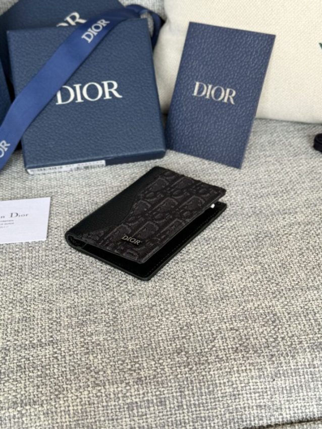 Replica Dior Bi Fold Card Holder Oblique Black - realistic designer-inspired fake bag