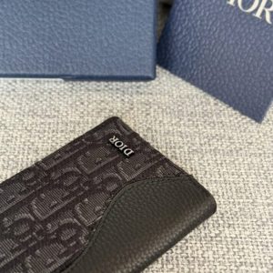 Replica Dior Bi Fold Card Holder Oblique Black - top-rated replica designer bag