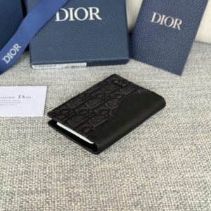 Replica Dior Bi Fold Card Holder Oblique Black - top-tier luxury replica shoulder bag