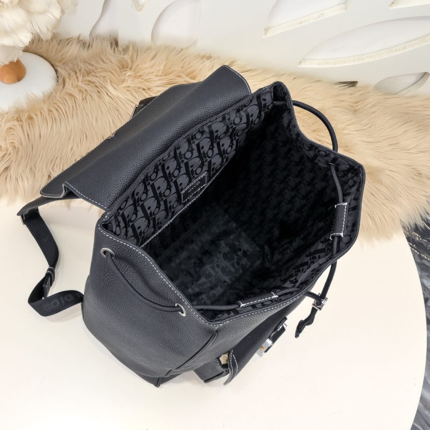 Replica Dior Saddle Backpack Black With Flap - best quality luxury bag dupe