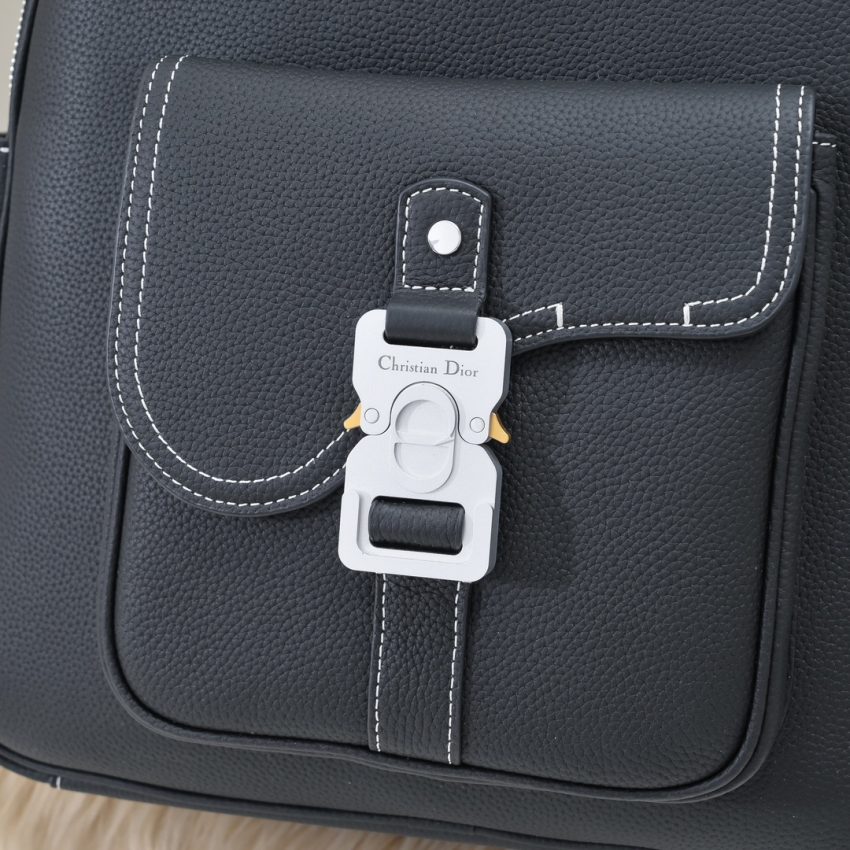 Replica Dior Saddle Zip Backpack Black Grained Calfskin - best-selling designer handbag dupe