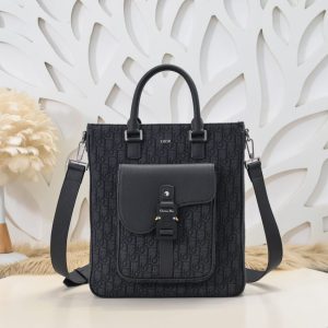 Replica Dior Saddle Shopping Tote Oblique Black - realistic designer-inspired fake bag
