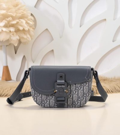 Replica Dior Saddle Messenger Bag Oblique Grey - best quality luxury bag dupe