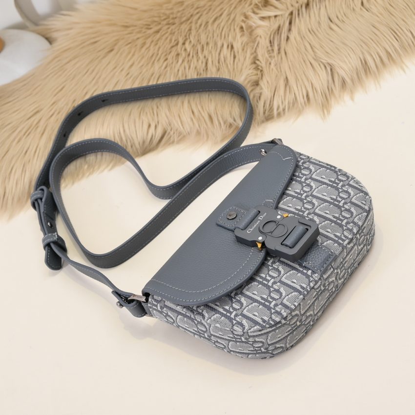 Replica Dior Saddle Messenger Bag Oblique Grey - 1:1 designer replica handbag