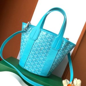 Goyard Belharra Tote Imitation — Turquoise Blue Goyardine Tote