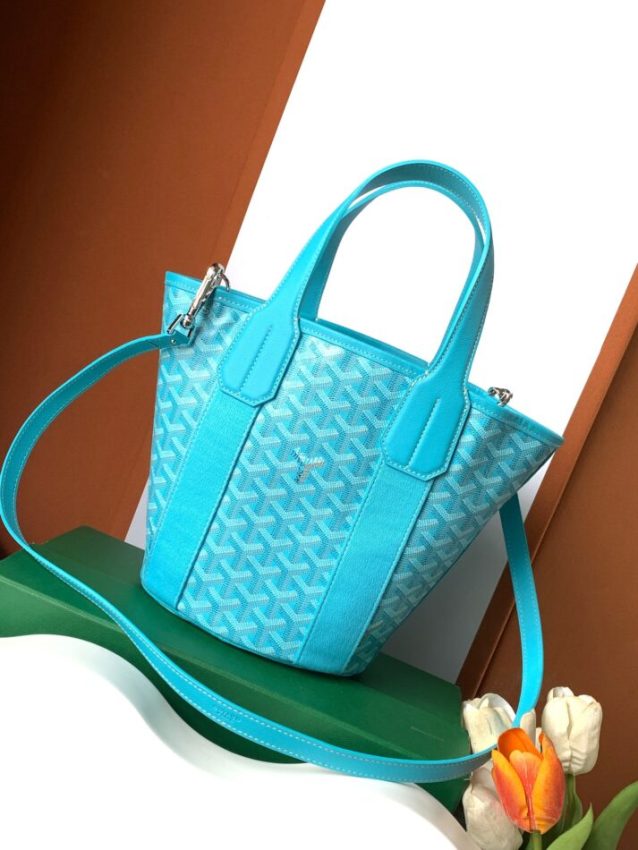 Goyard Belharra Tote Imitation — Turquoise Blue Goyardine Tote
