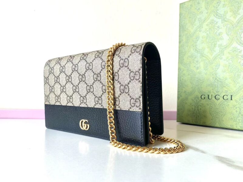 Replica Gucci GG Marmont Chain Bag Black - top-tier luxury replica shoulder bag