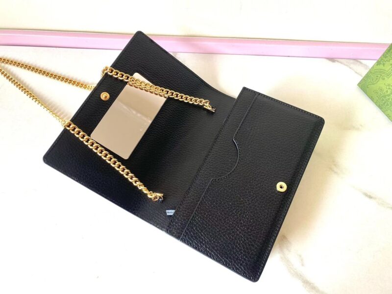 Replica Gucci GG Marmont Chain Bag Black - premium 1:1 fake handbag model