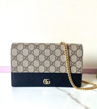 Replica Gucci GG Marmont Chain Bag Black - elite superclone designer purse