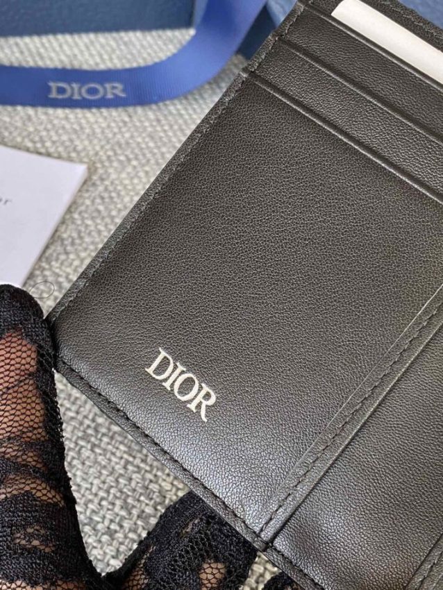 Replica Dior Bi Fold Card Holder Black - premium 1:1 fake handbag model