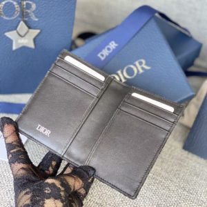 Replica Dior Bi Fold Card Holder Black - near-authentic luxury replica handbag