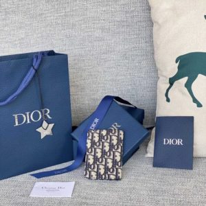 Replica Dior Bi Fold Card Holder Oblique White - premium 1:1 fake handbag model