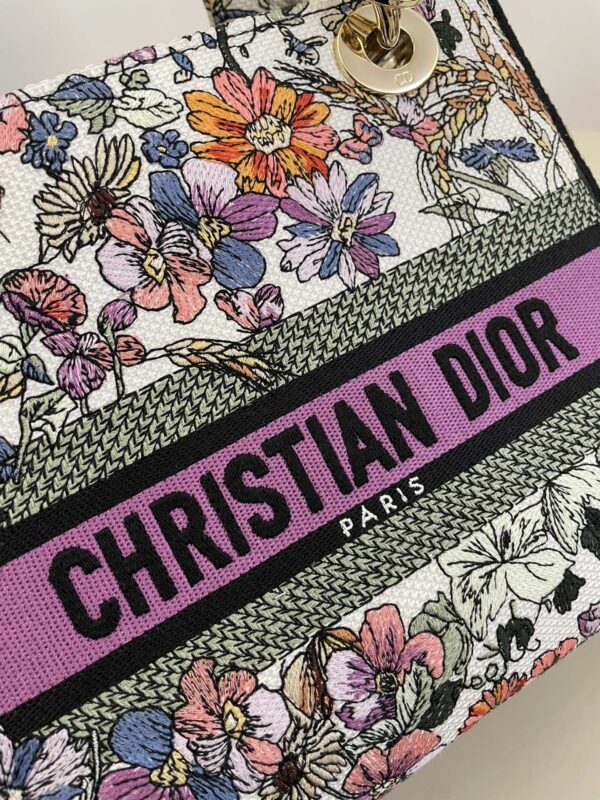 Replica Lady Dior D-Lite Purple Flowers - premium-grade designer purse dupe