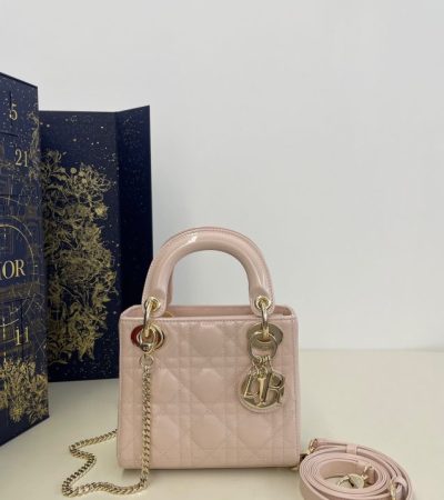 Replica Lady Dior Mini Pink Patent - best quality luxury bag dupe