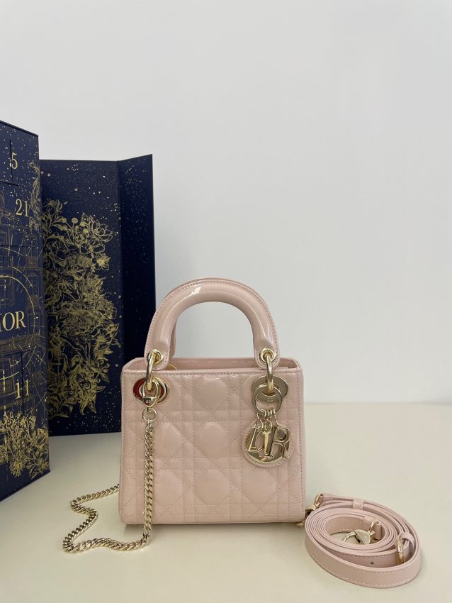 Replica Lady Dior Mini Pink Patent - best quality luxury bag dupe