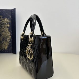 Replica Lady Dior Patent Black ABC - elite superclone designer purse