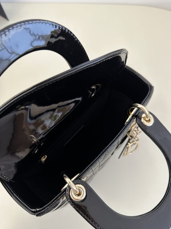 Replica Lady Dior Patent Black ABC - premium-grade designer purse dupe