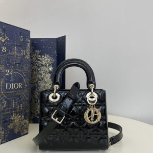 Replica Lady Dior Mini Black Patent - best quality luxury bag dupe