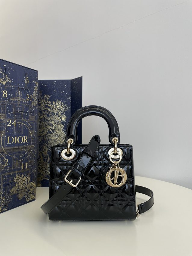 Replica Lady Dior Mini Black Patent - best quality luxury bag dupe