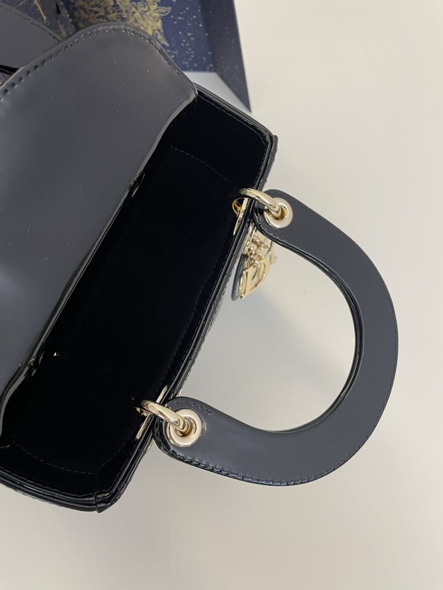 Replica Lady Dior Mini Black Patent - top-rated replica designer bag