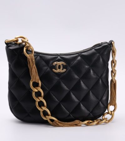 Replica CHANEL Chain Hobo Black - premium-grade designer purse dupe
