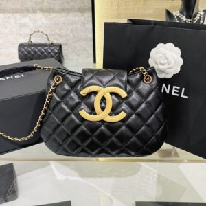 Replica CHANEL 24c Round Shoulder Bag Black - premium-grade designer purse dupe