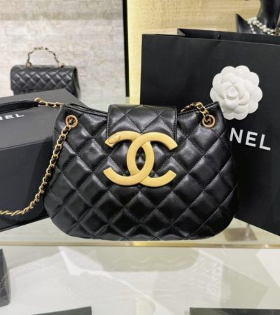 Replica CHANEL 24c Round Shoulder Bag Black - premium-grade designer purse dupe
