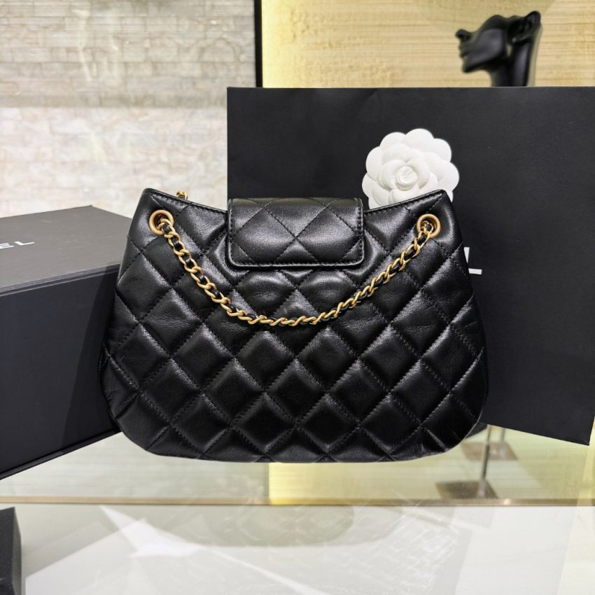 Replica CHANEL 24c Round Shoulder Bag Black - authentic-look luxury purse replica