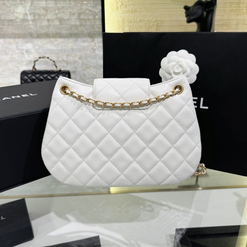 Replica CHANEL 24c Round Shoulder Bag White - high-accuracy replica luxury purse