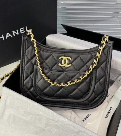 Replica CHANEL 24s Hobo Black - near-authentic luxury replica handbag