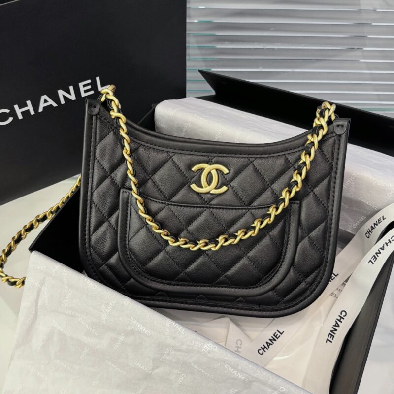 Replica CHANEL 24s Hobo Black - near-authentic luxury replica handbag