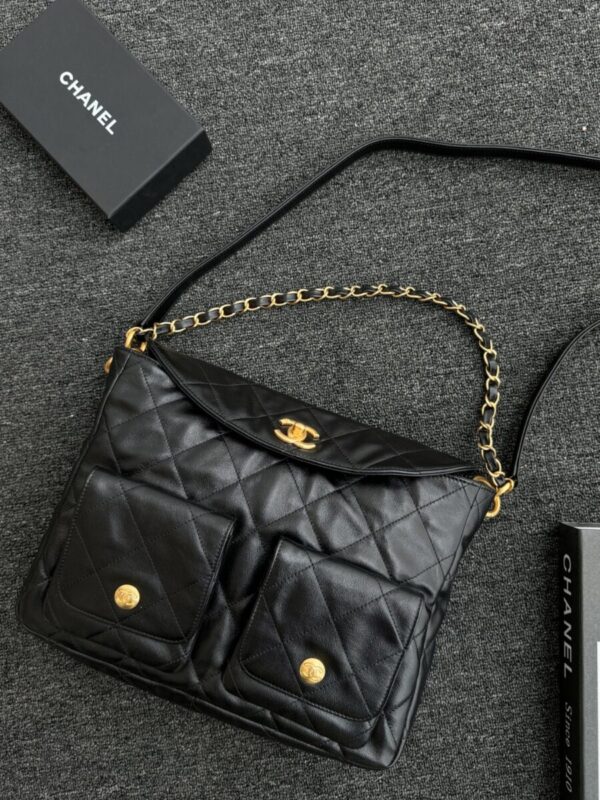 Replica CHANEL 24p Postman Bag Small Black - best quality luxury bag dupe
