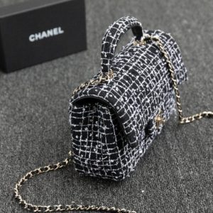 Replica CHANEL 24p Tweed Black and White - authentic-look luxury purse replica