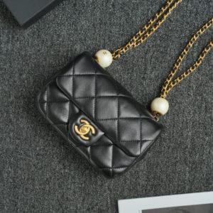 Replica CHANEL CF Double Pearl Black - near-authentic luxury replica handbag