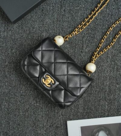 Replica CHANEL CF Double Pearl Black - near-authentic luxury replica handbag