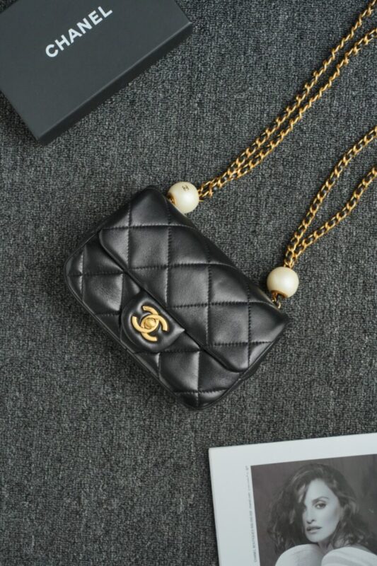 Replica CHANEL CF Double Pearl Black - near-authentic luxury replica handbag