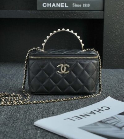 Replica CHANEL 24s Pearl Handle Box Black - authentic-look luxury purse replica