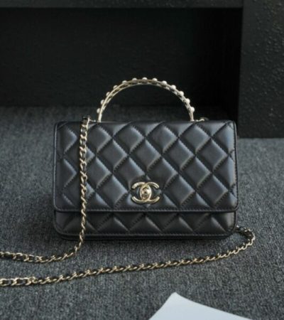 Replica CHANEL 24s Pearl Handle Black - 1:1 designer replica handbag