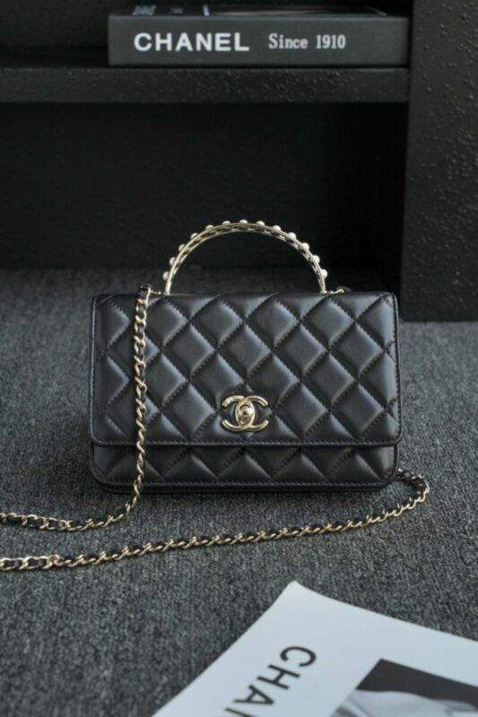 Replica CHANEL 24s Pearl Handle Black - 1:1 designer replica handbag